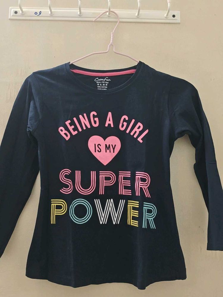 Girls' "Super Power" Long Sleeve Top