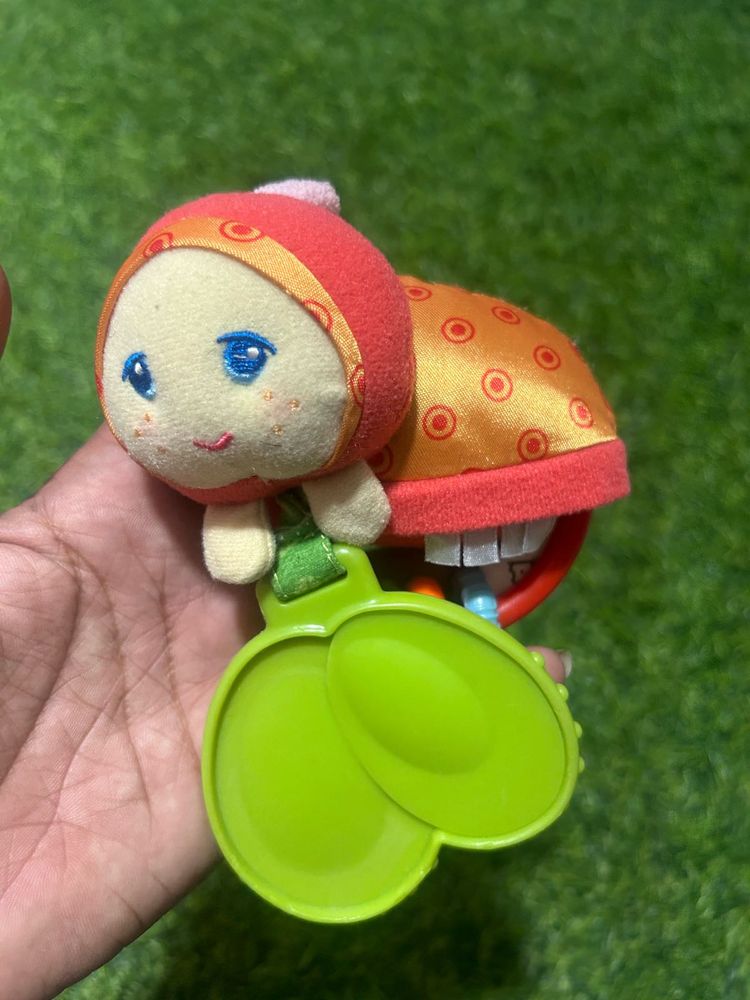 Embroidered ladybug rattle