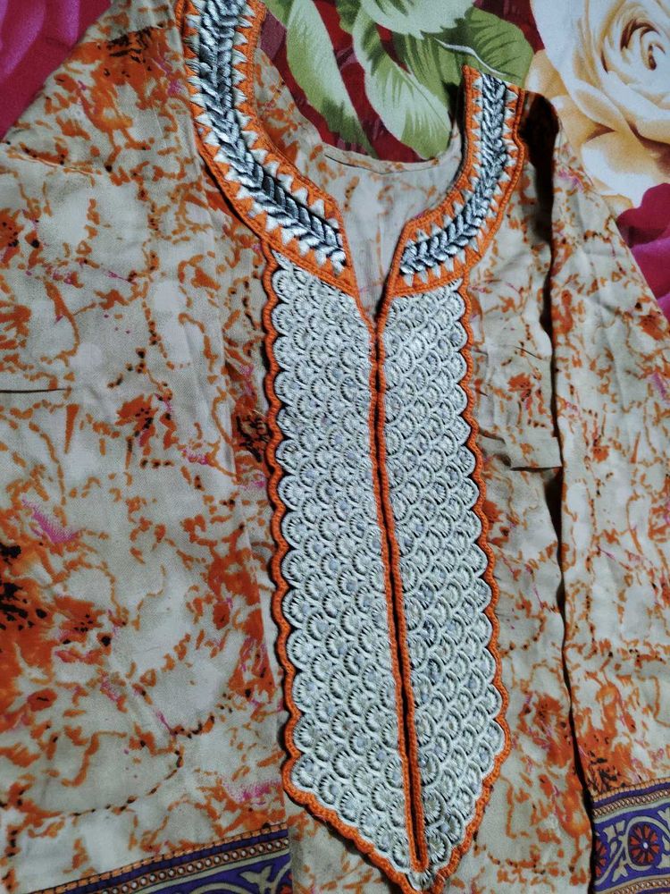 Beautiful Orange Printed Kurta