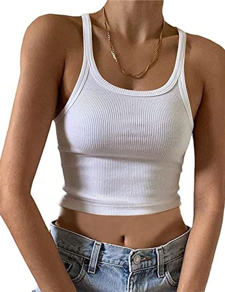 Basic White Ribbed Tank Top