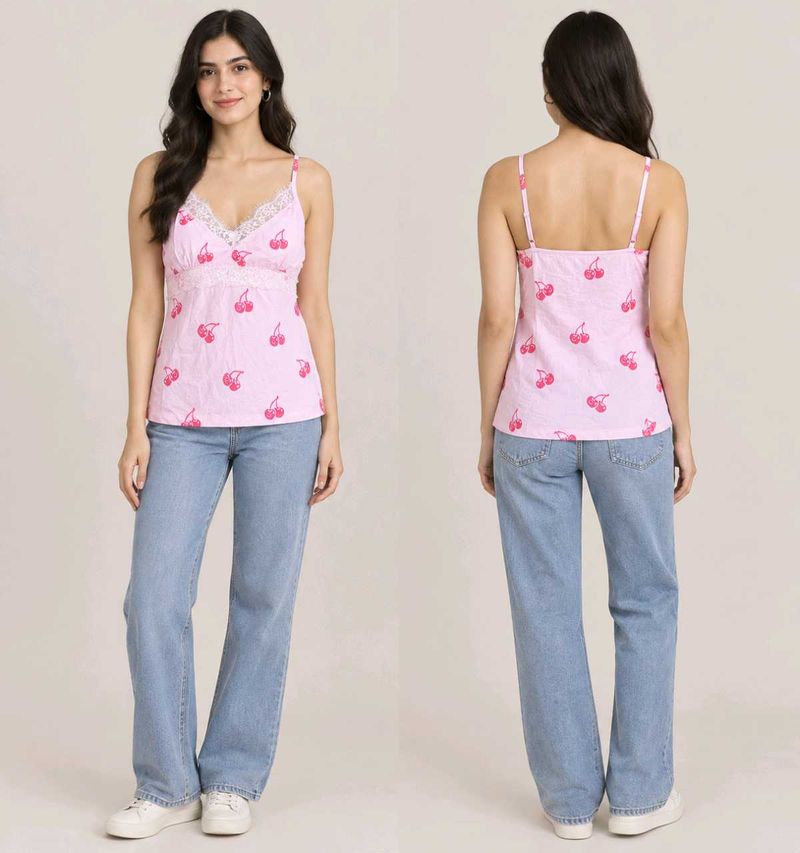 Cute Cherry Print Camisole Top