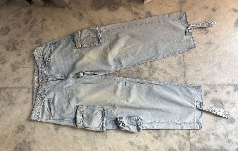 Light Wash Cargo Denim Jeans