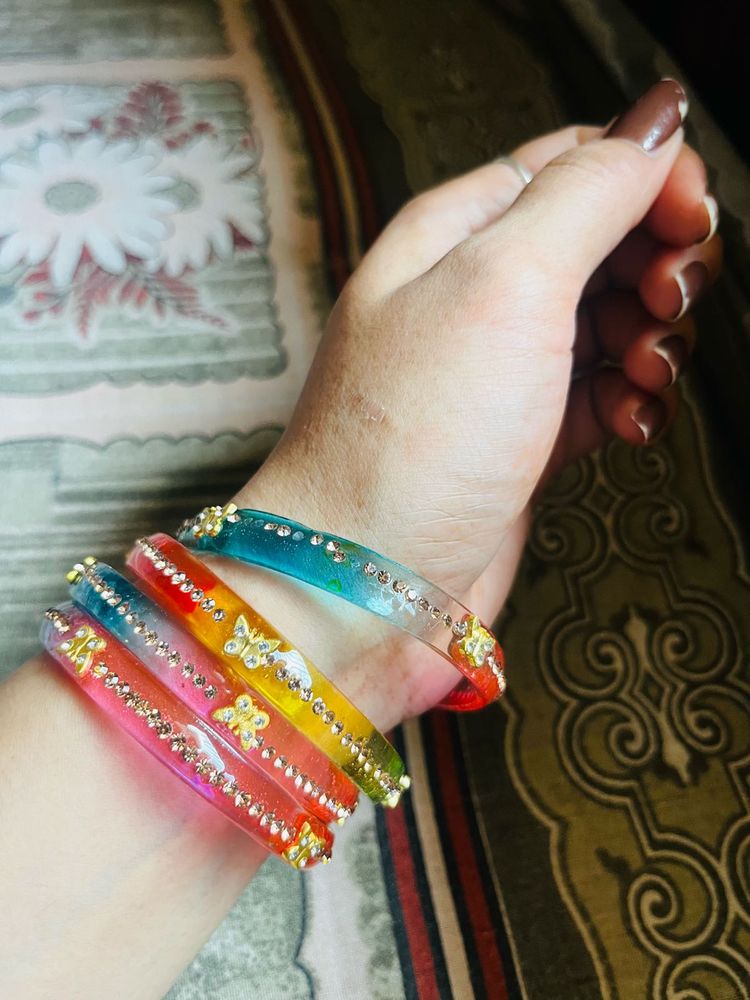 Crystal jelly Bangles never used
