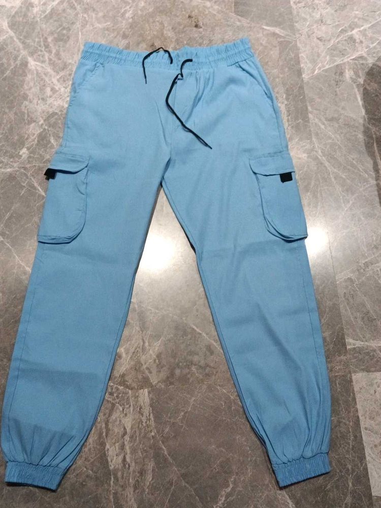 Light Blue Cargo Jogger Pants