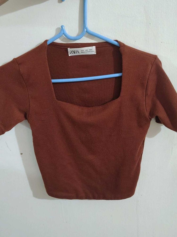 Zara Brown Crop Top