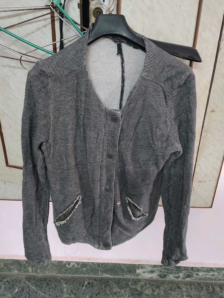 Stylish Grey Button-Up Jacket