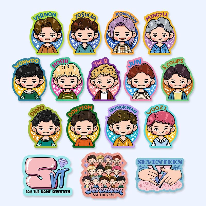 NEW Seventeen K-Pop Vinyl Waterproof Stickers Pack