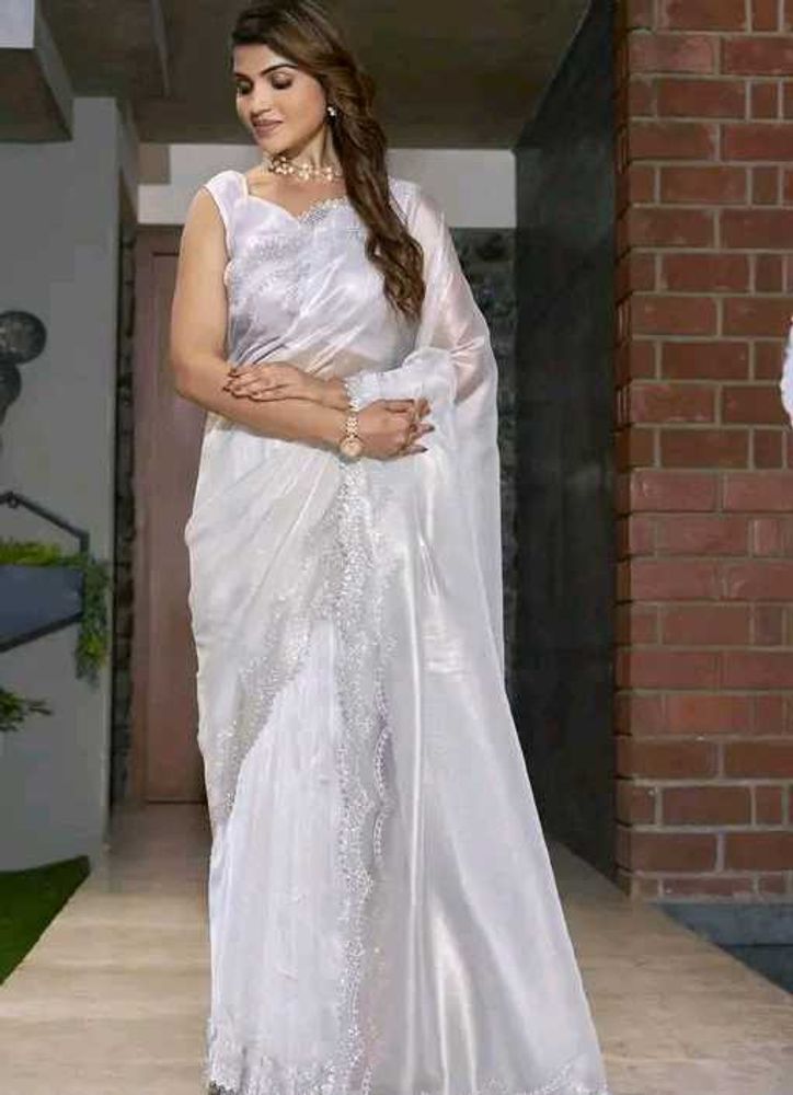 Elegant white beautiful saare for you only