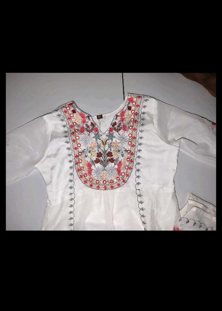 side open white good quality churidhar top