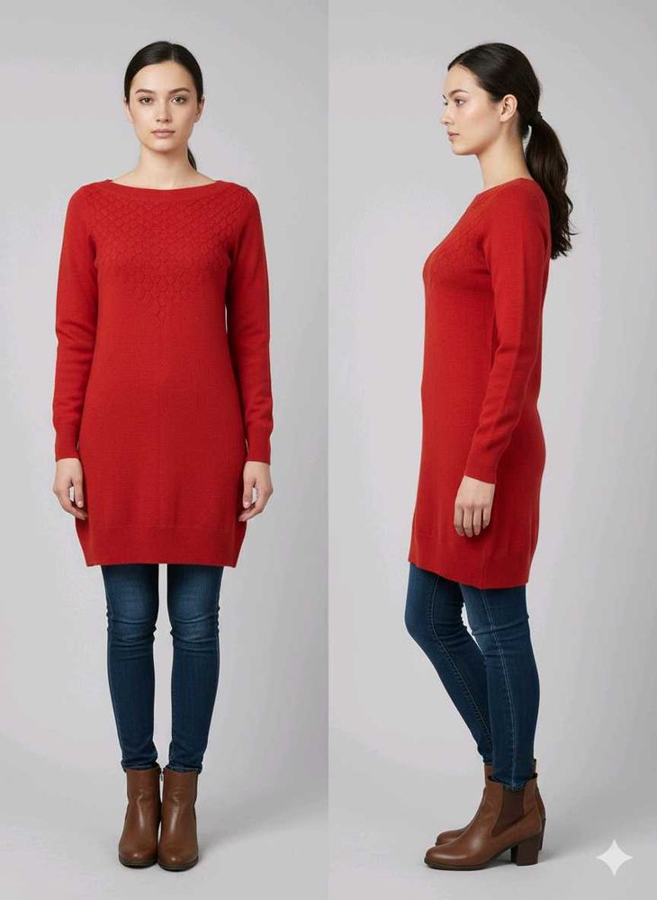Red Knit Tunic woolen top