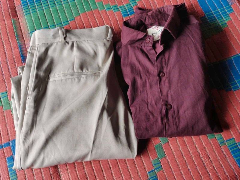 Maroon shirt pant pair