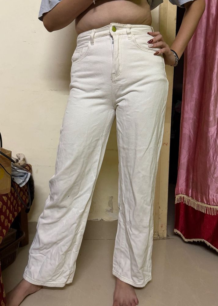 Off White Wide Leg Jeans