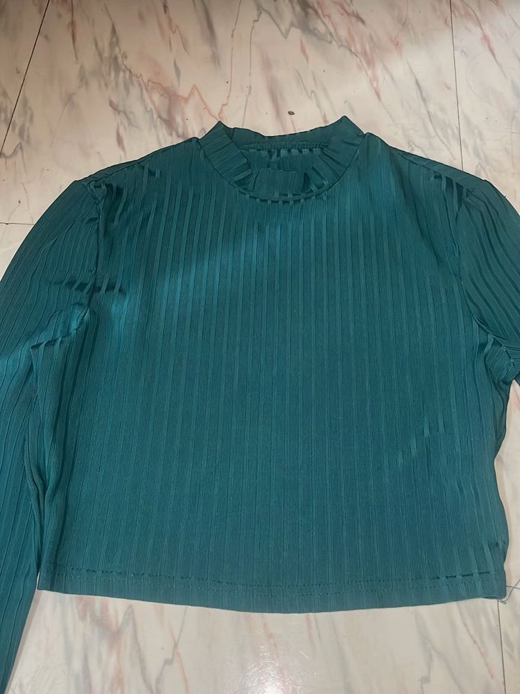 Ribbed Mock Neck Long Sleeve Top with bottom