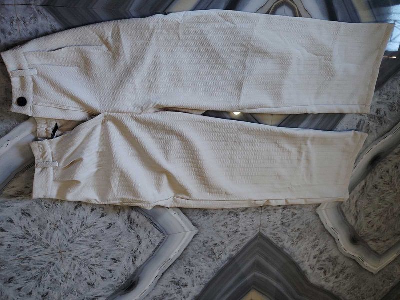 Chic Cream Textured Palazzos