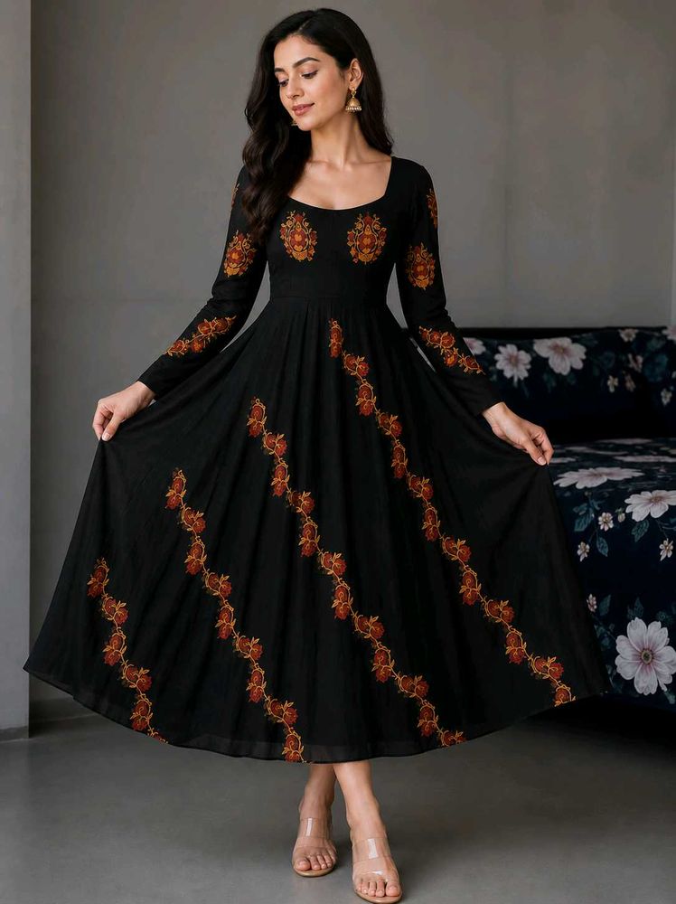 Elegant Black Embroidered Gown