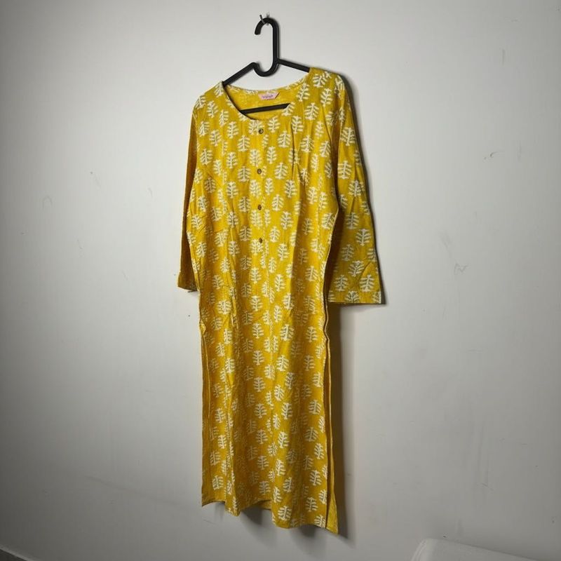 Yellow Printed Kurta
