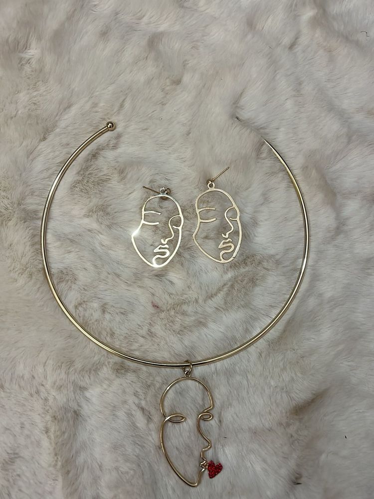 Unique Face Outline Jewelry Set