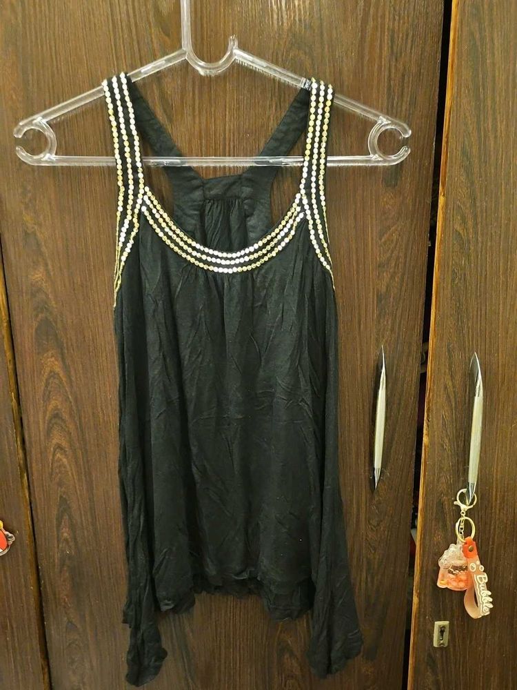 Black Embellished Tank Top