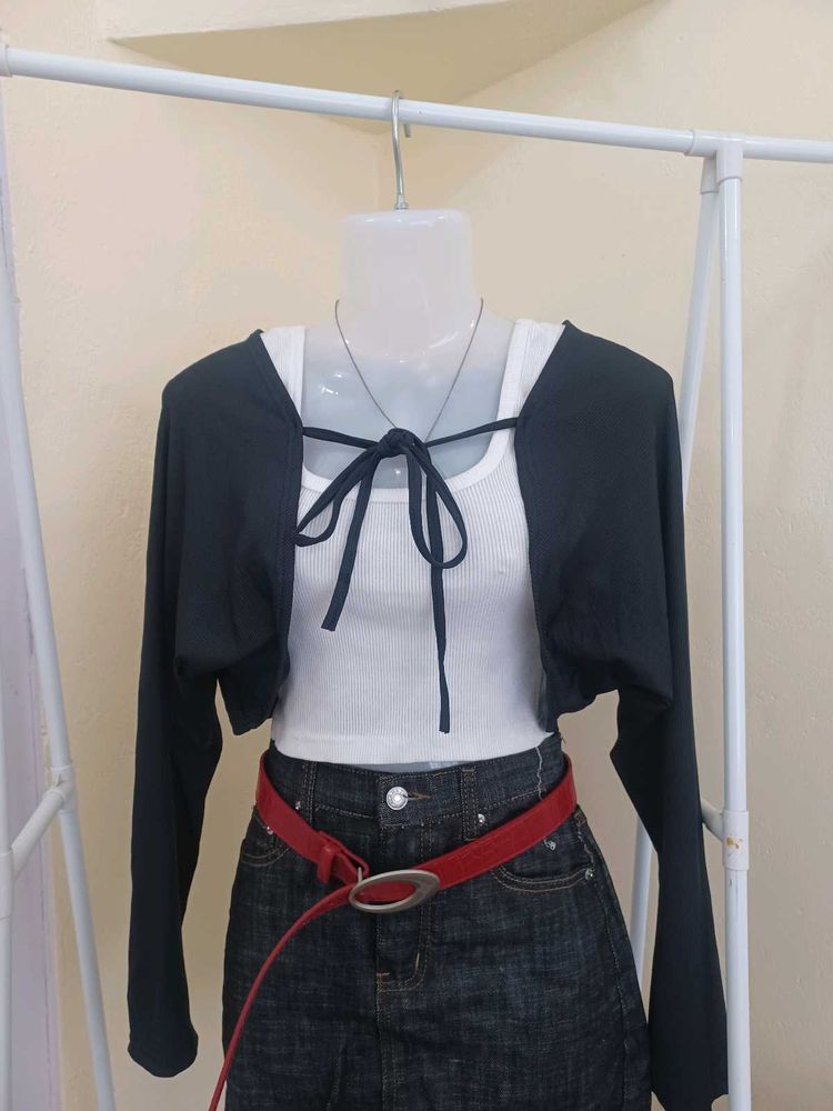 Women's Black Bolero Top