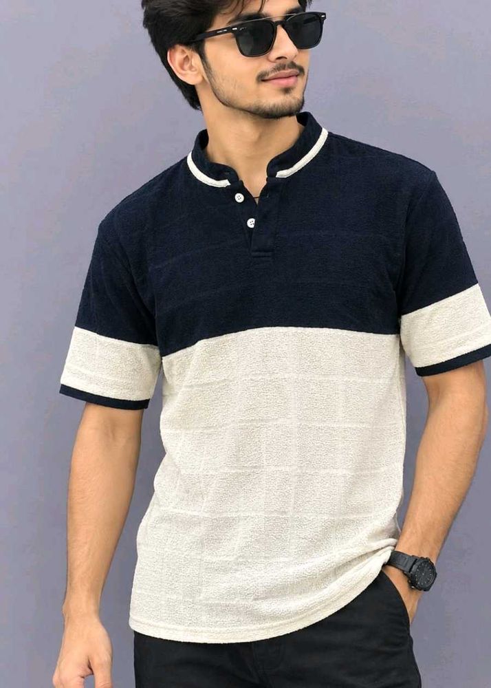 Men's Two-Tone Henley Shirt XXL