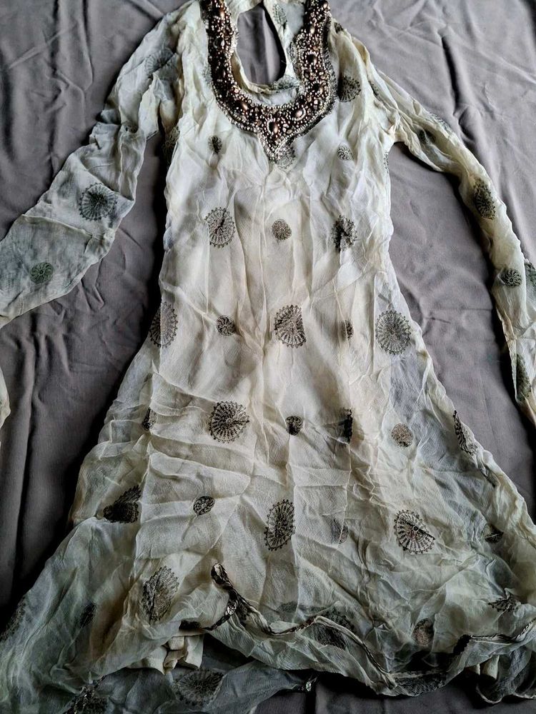 Embellished Cream Kurta