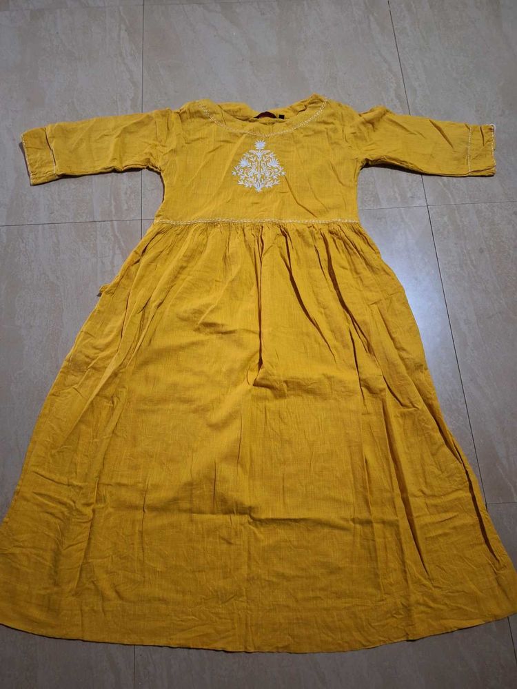Yellow Embroidered Kurta