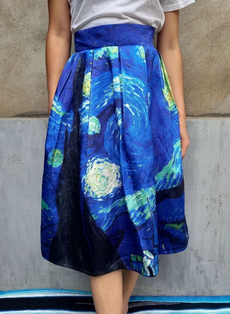 Artistic Van Gogh Starry Night print skirt