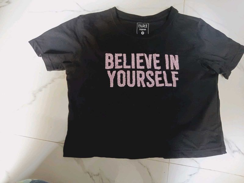 Black 'Believe In Yourself' Graphic Tee
