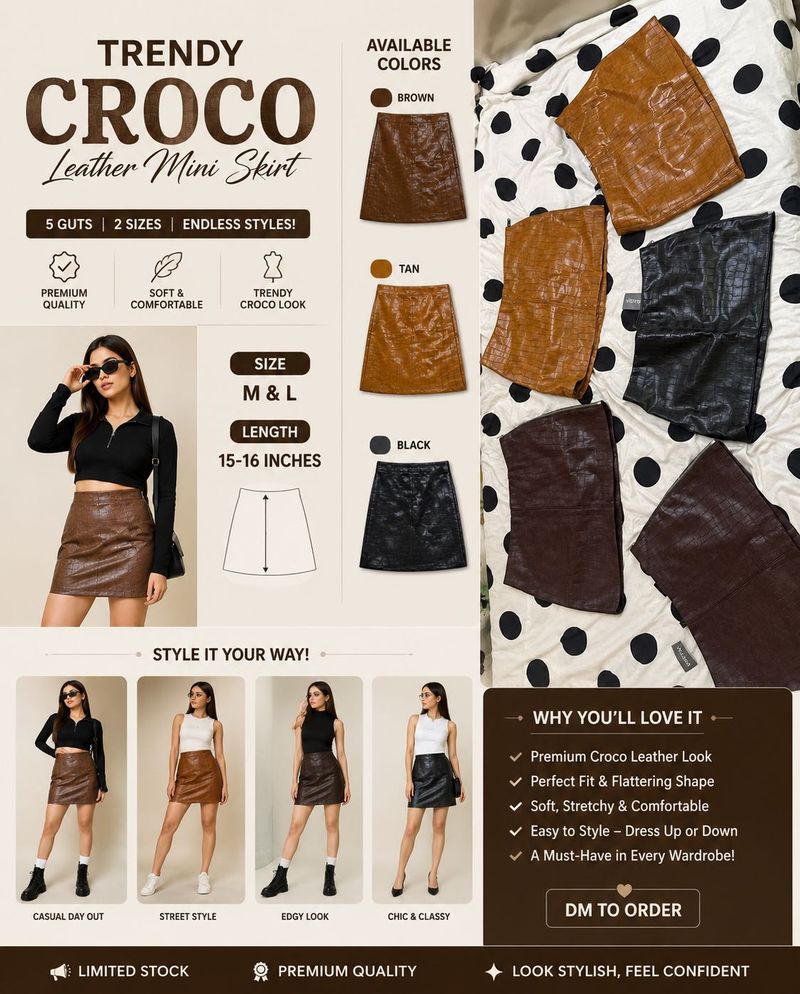Trendy Croco Leather Mini Skirt