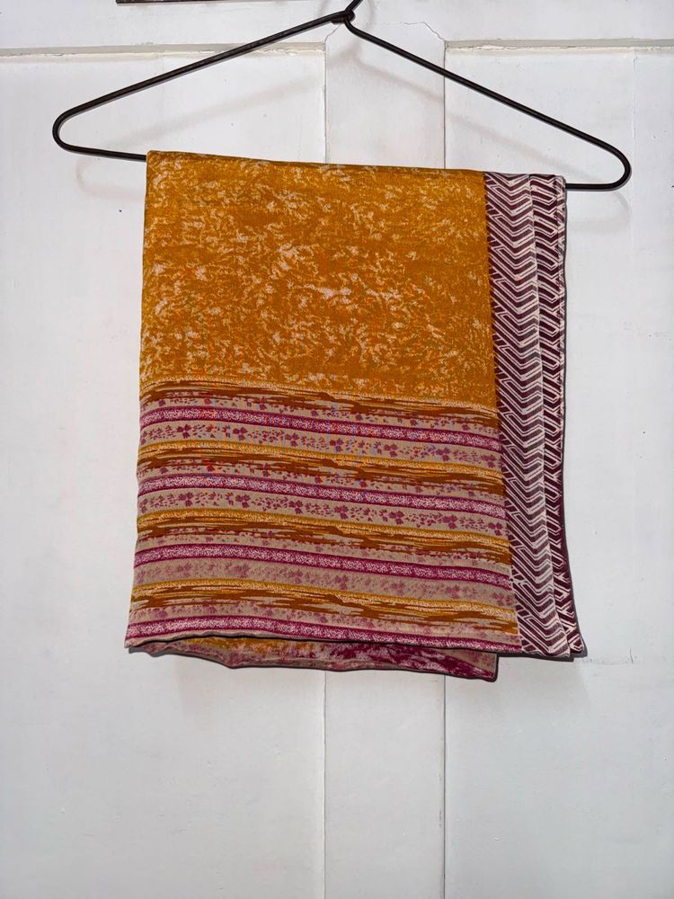 Beautiful Mustard &amp; Maroon Saree