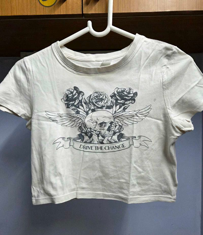 Graphic Print H&amp;M Cropped T-Shirt S