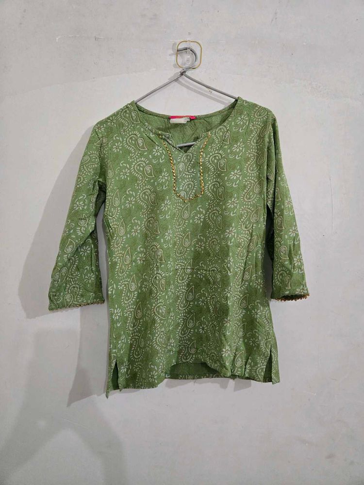 Green Paisley Print Kurta