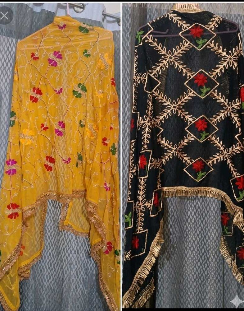 🥳combo✨ Embroidery - dupatta Yellow &amp; Black