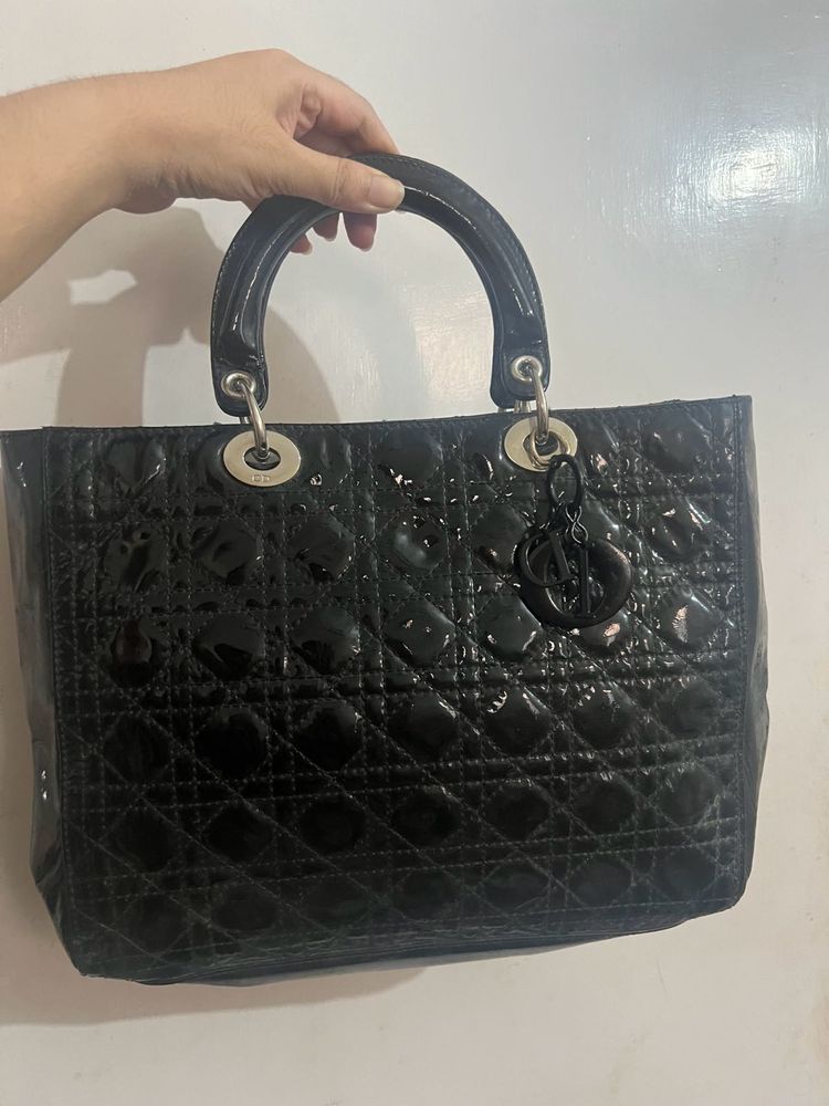 vintage Lady Dior dupe patent Handbag