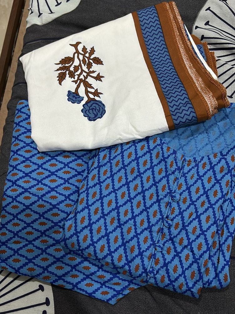 Blue Printed Womens Kurta