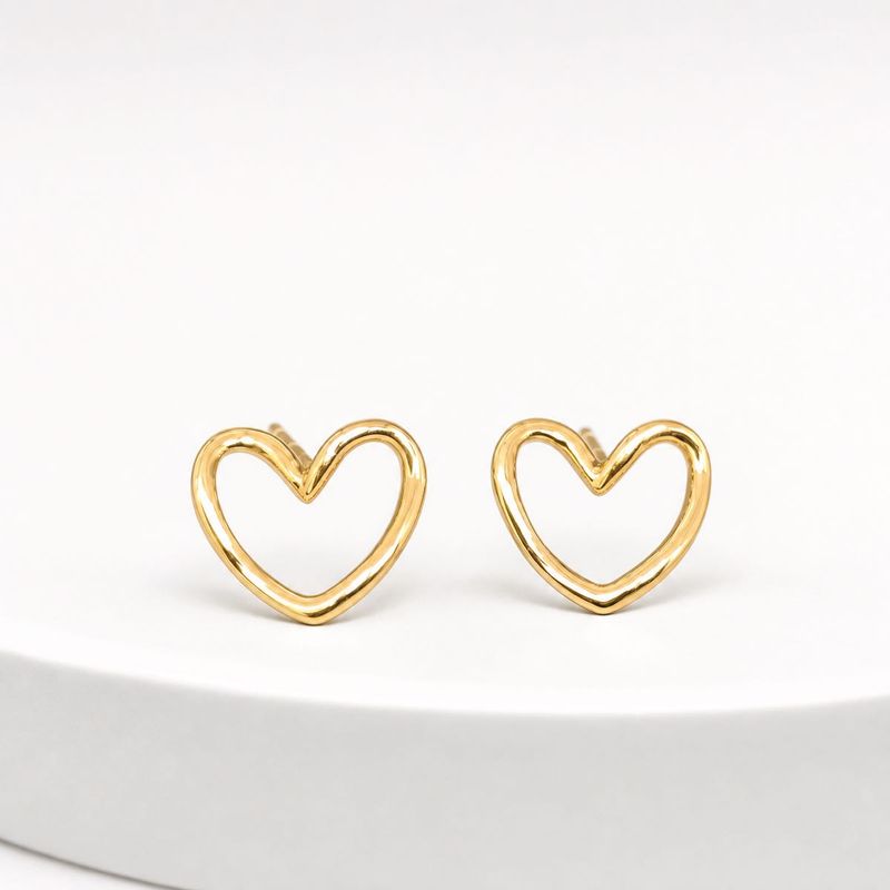 Elegant Gold Heart Stud Earrings for Women