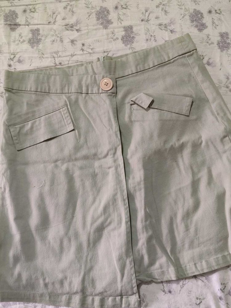 Light Green Button Skirt