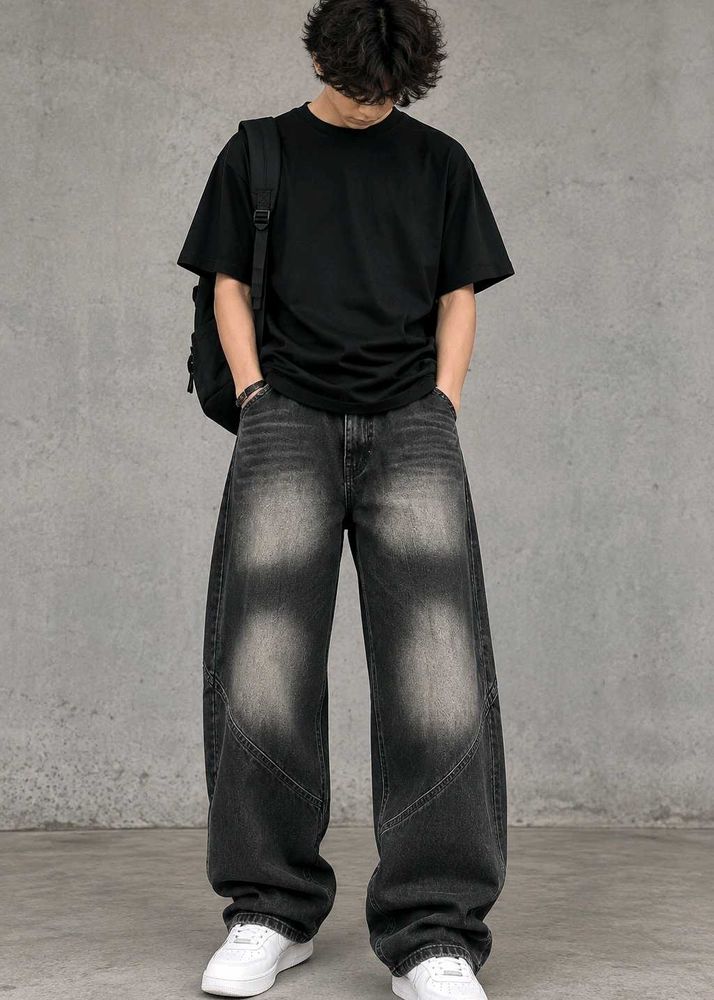 Washed Black Baggy Jeans