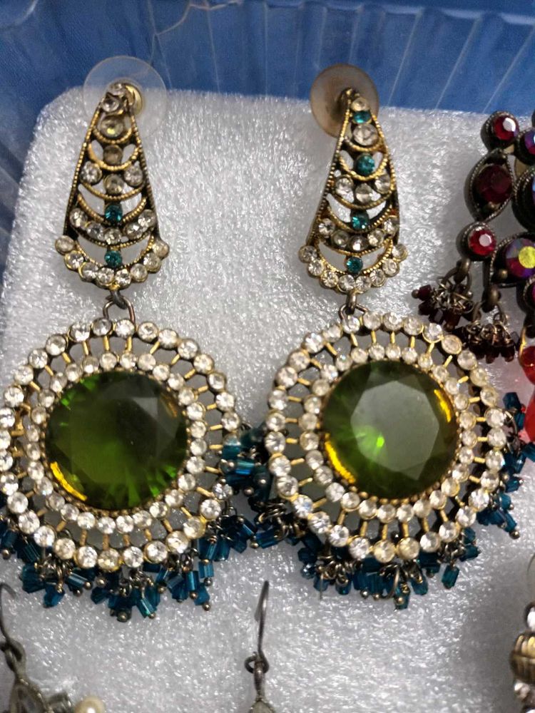 Designer Green Stone Dangle Earrings