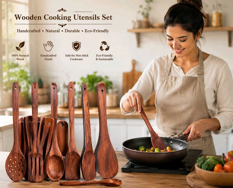 Wooden Cooking Utensil Set - Eco-Friendly