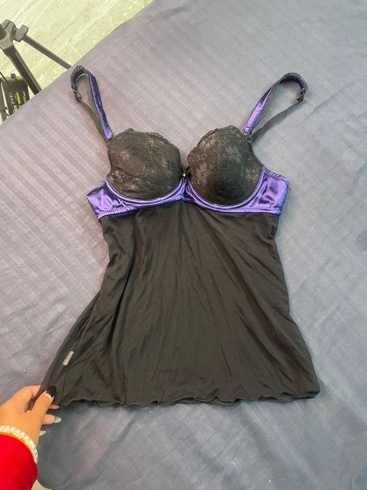 Satin &amp; Lace Babydoll Lingerie top