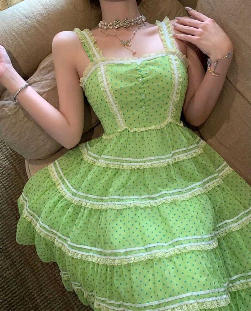 lolita coquette kawaii green dress for princess 💚