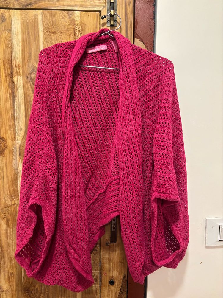 Chic Magenta Knit Cardigan