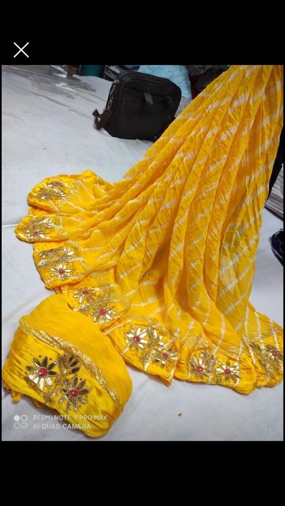 pure gorgate gota Patti work Algeria print saree