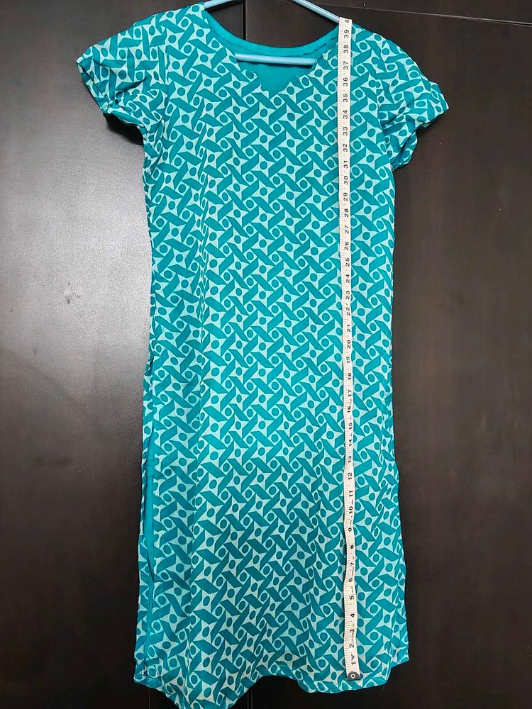Blue Geometric Print Casual Dress