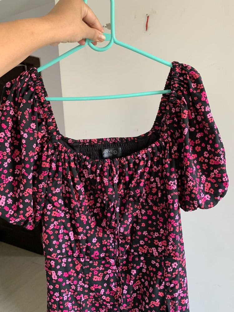 black and pink floral dress