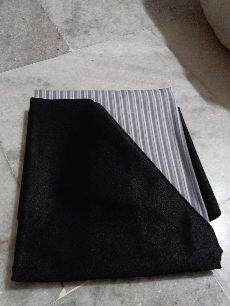 Black &amp; Grey Striped Dress Material