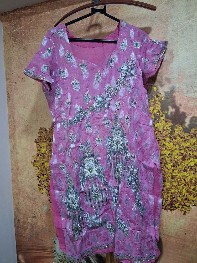 Embellished Pink Kurta set