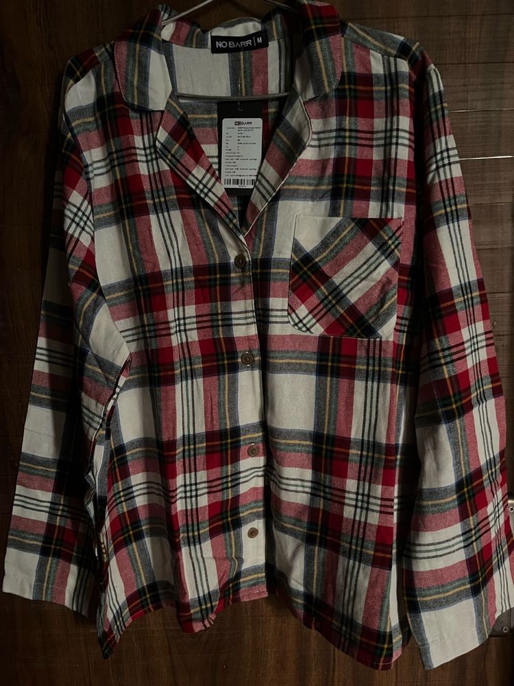 Plus Size Cozy Plaid Button-Up Pajama Top