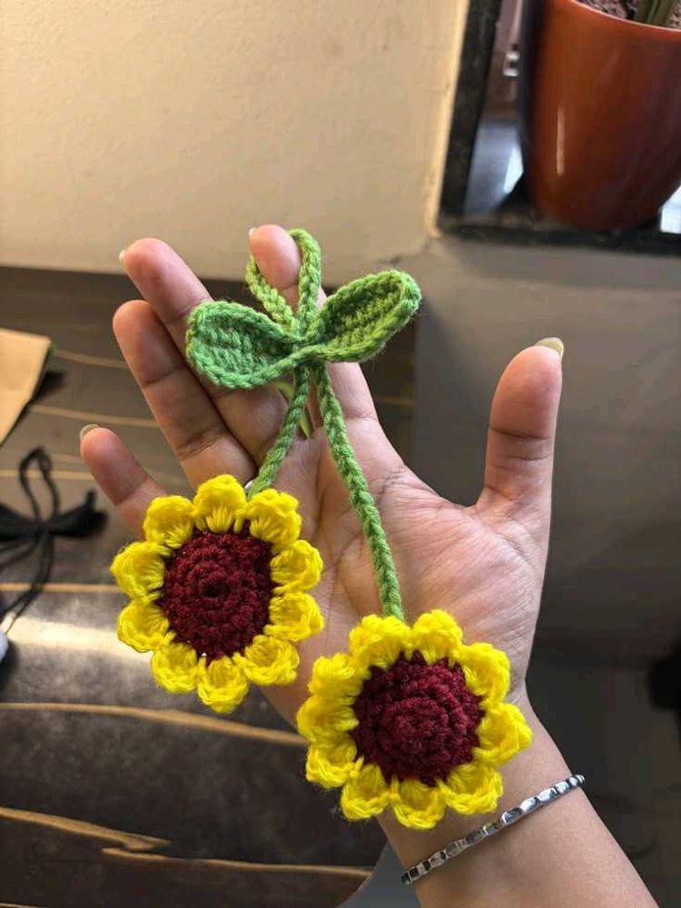 Handmade Crochet Sunflower Hair Clips